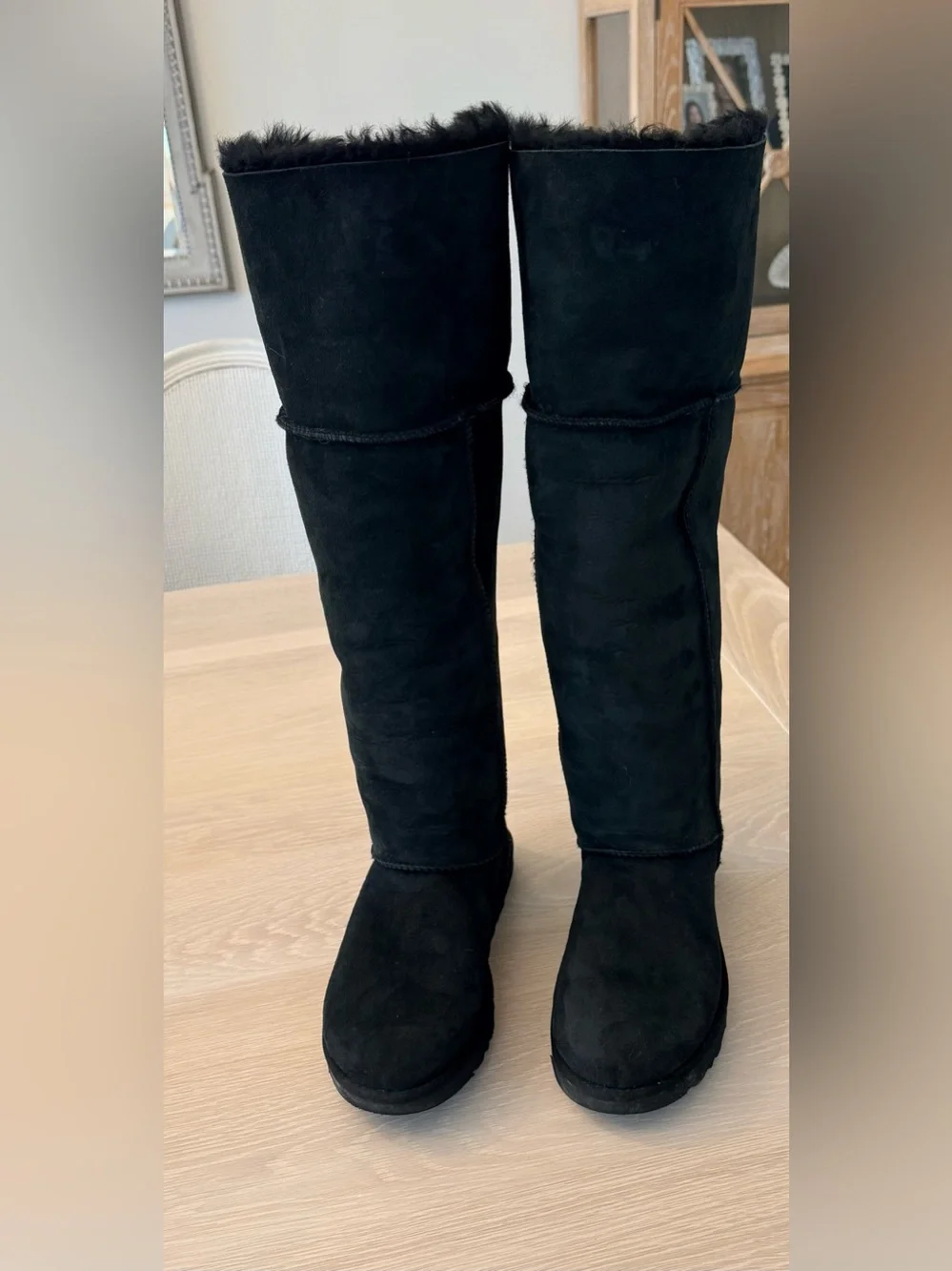 UGG Bailey Over The Knee Black Suede Boots Size 9